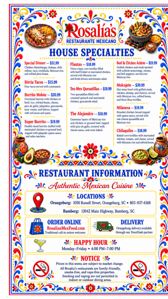 Rosalia’s Menu 2026 6